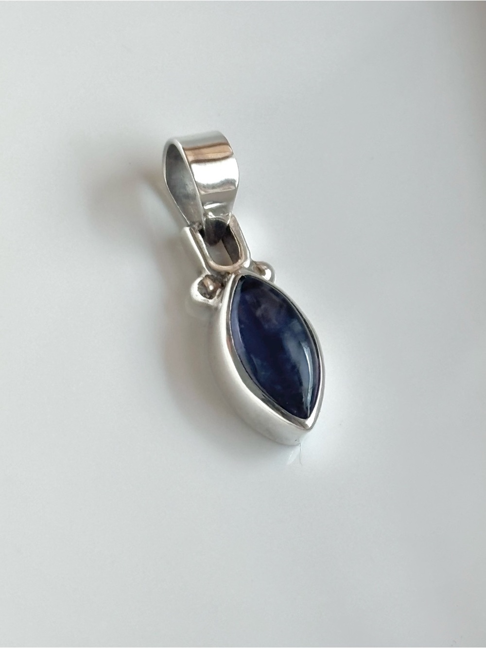 Sterling Silver Blue Marquise Pendant